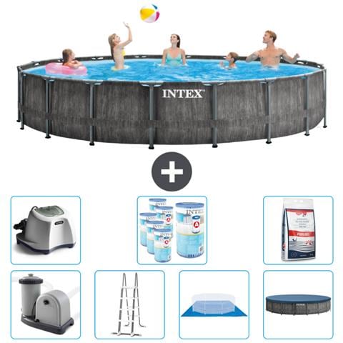 Piscina Fuori Terra - In Giro - 549x549x122 Cm - Grigio - Include Accessori Coordinati Cb58 - Foto 1