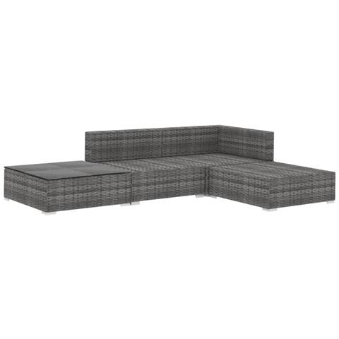Set Divani Da Giardino 4 Pz Con Cuscini In Polyrattan Grigio - Foto 2