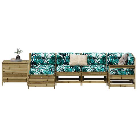 Set Divani Da Giardino 7 Pz In Legno Impregnato Di Pino - Foto 8