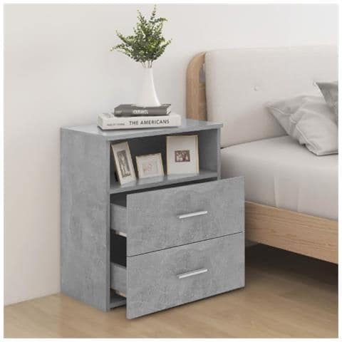 Comodino Grigio Cemento 50x32x60 Cm - Foto 2