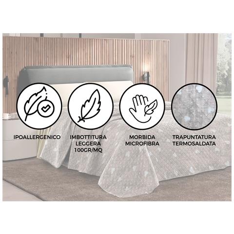 Copriletto Challenge Stampato In 100% Microfibra Di Poliestere Dis. Cuori 1 Piazza Beige - Foto 2