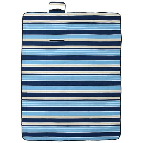 Tovaglia Picnic Pieghevole Onde Blu e Bianco 200x150 cm Velluto - Foto 1