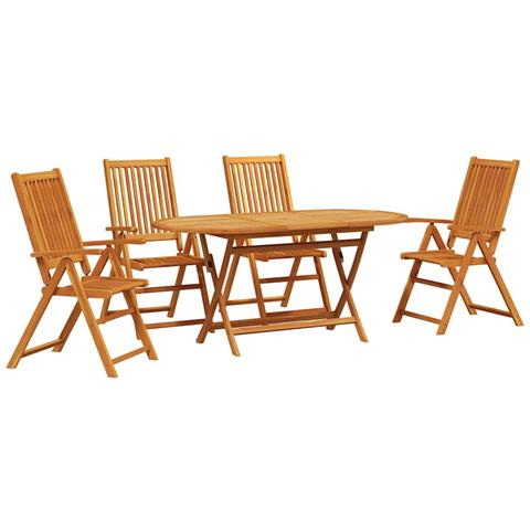 Set da pranzo per giardino 5 pezzi in legno massello di acacia - Foto 1