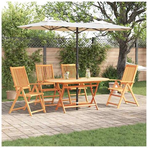 Set da pranzo per giardino 5 pezzi in legno massello di acacia - Foto 2