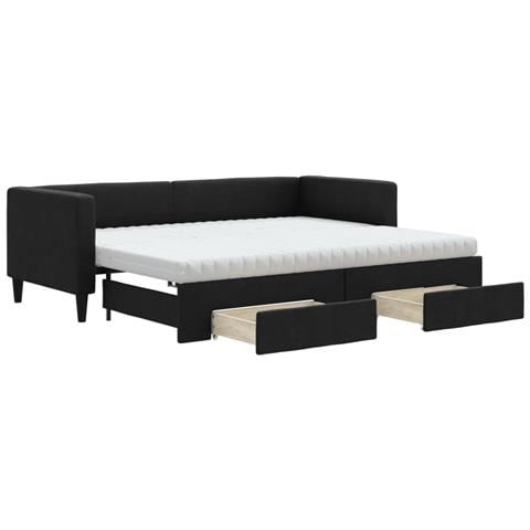 Divano Letto Estraibile con Cassetti Nero 80x200 cm in Tessuto - Foto 1
