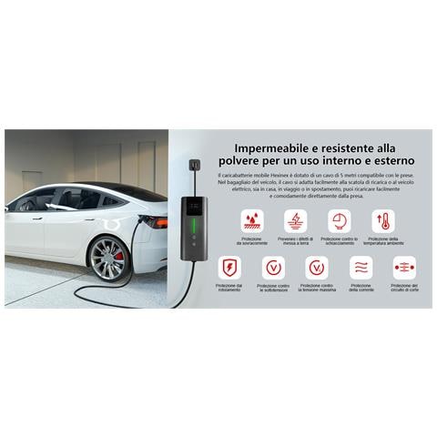 Ev Charger, Cavo Ricarica Auto Elettrica Tipo 2 Con Spina Schuko, Caricatore Tipo 2 3.6 Kw, 6/8/10/13/16a Corrente Regolabile (iec 62196-2 | 5m, 3,6kw | 16a) - Foto 2