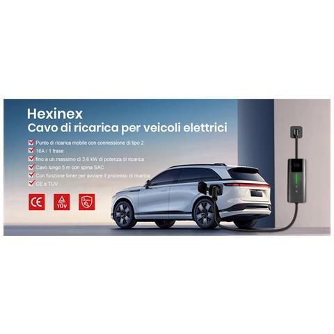 Ev Charger, Cavo Ricarica Auto Elettrica Tipo 2 Con Spina Schuko, Caricatore Tipo 2 3.6 Kw, 6/8/10/13/16a Corrente Regolabile (iec 62196-2 | 5m, 3,6kw | 16a) - Foto 1