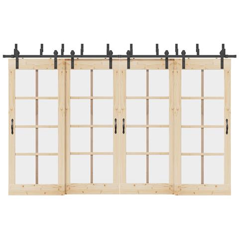 Kit di Binari per Porte Scorrevoli 366 cm Acciaio Nero - Foto 2