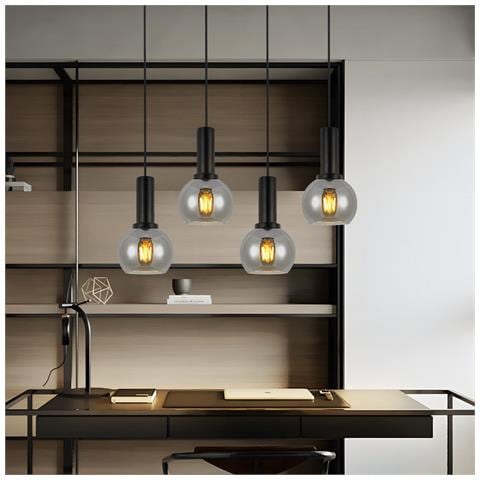 Lampada A Sospensione Per Sala Da Pranzo, 4 Fiamme, E27, Lampada A Sospensione In Vetro Retrò, Bar Per Camera Da Letto - Foto 2