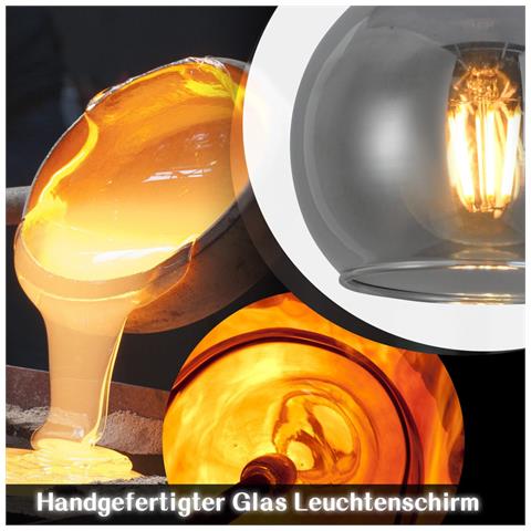 Lampada A Sospensione Per Sala Da Pranzo, 4 Fiamme, E27, Lampada A Sospensione In Vetro Retrò, Bar Per Camera Da Letto - Foto 8