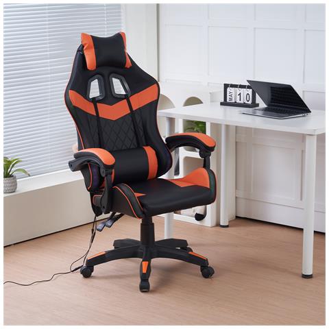 Sedia Gaming Da Scrivania Arancione E Nera Led Rgb Altezza Regolabile 106-116cm - Foto 2
