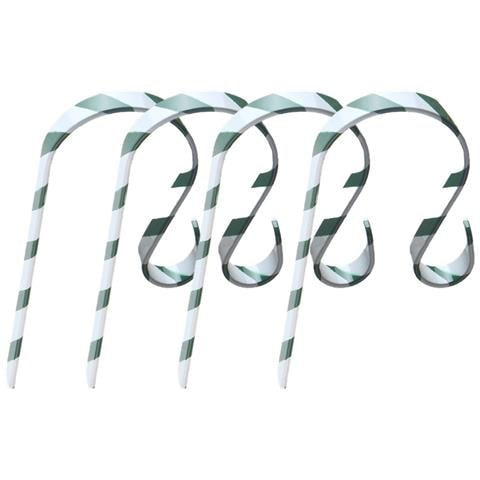 Set Di 4 Ganci In Acciaio Inossidabile Da 12cm Per Calze Natalizie - Supporti Decorativi Per Camino E Festività Green+white - Foto 1