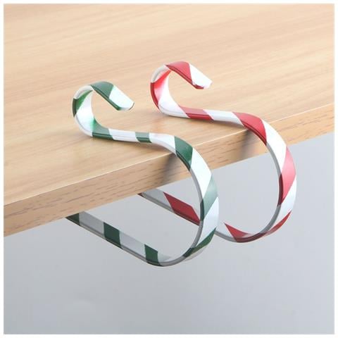 Set Di 4 Ganci In Acciaio Inossidabile Da 12cm Per Calze Natalizie - Supporti Decorativi Per Camino E Festività Green+white - Foto 6