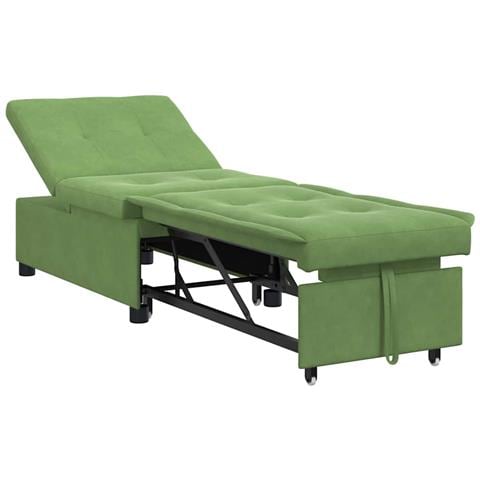 Divano Letto Verde chiaro 67 x 194 x 38 cm Velluto - Foto 1