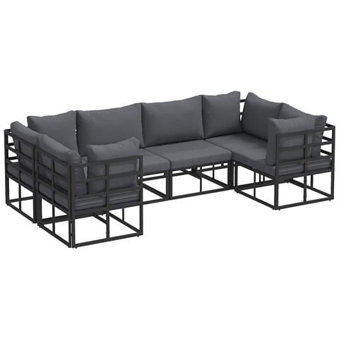 Set Divano da Giardino 6 pcs Nero Alluminio - Foto 1