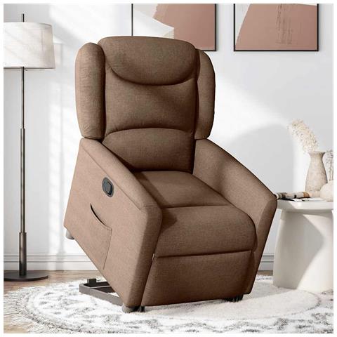 Poltrona Alzapersona Reclinabile Marrone in Tessuto - Foto 2