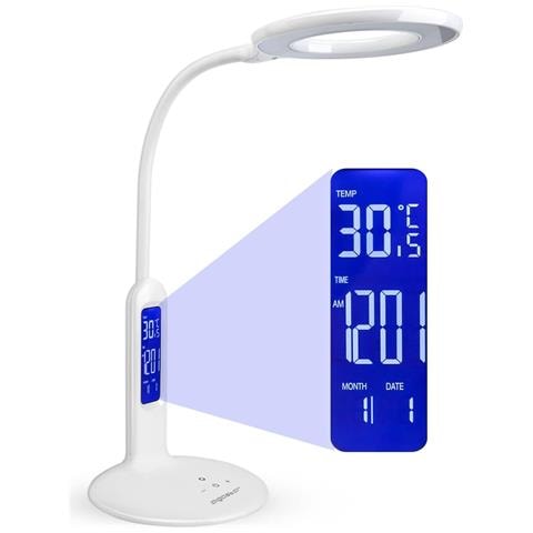 Lampada Da Scrivania Led 7w | Display Sveglia Calendario Termometro | Dimmer - Foto 1