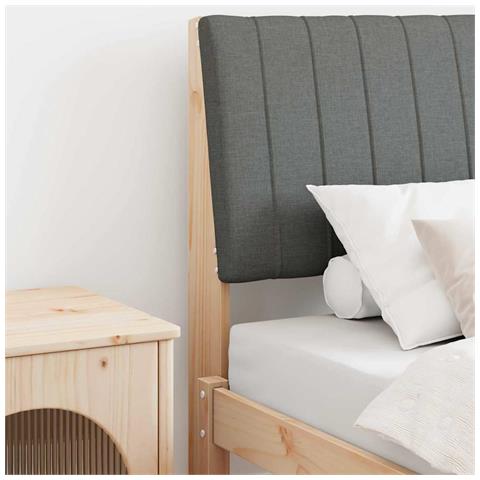 Testiera imbottita Grigio scuro 80 cm Pino massello - Foto 2