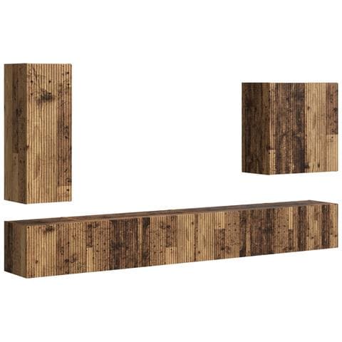 Set di Mobiletto da TV a Parete 6 pcs Legno vecchio - Foto 1