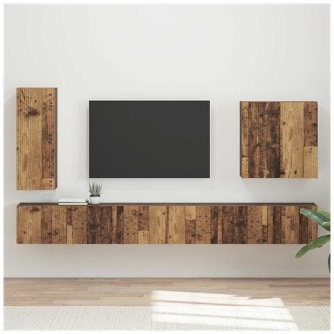 Set di Mobiletto da TV a Parete 6 pcs Legno vecchio - Foto 2