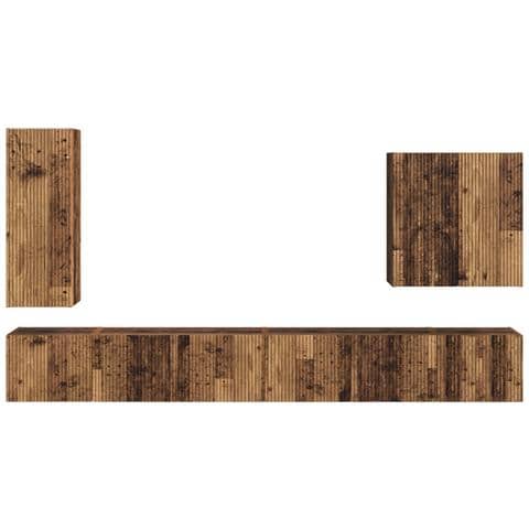 Set di Mobiletto da TV a Parete 6 pcs Legno vecchio - Foto 9