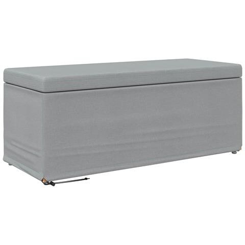 Pouf Grigio chiaro Tessuto e Legno Ingegnerizzato - Foto 1