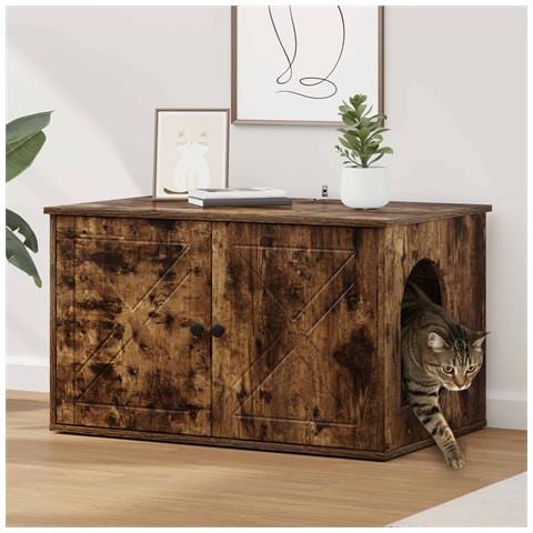 Casa per Gatti Rovere fumé 85 x 55 x 50 cm Legno multistrato - Foto 2