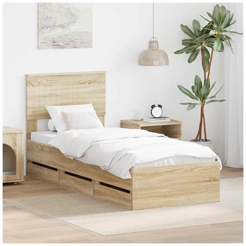 Struttura del letto con cassetto Rovere Sonoma 75 x 190 cm - Foto 2