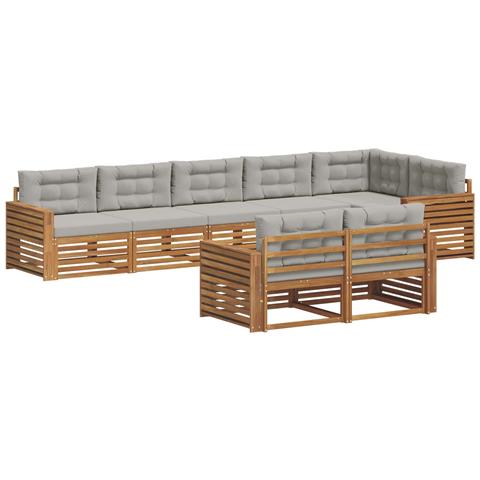 Set di divani da esterno 8 pcs Grigio Naturale e Chiaro - Foto 1