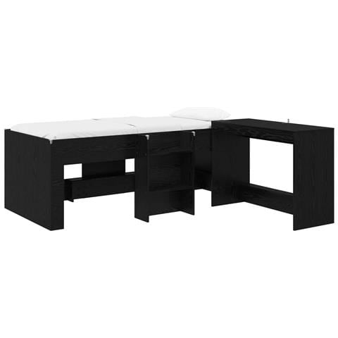 Struttura del Letto con Scrivania 2 pz Rovere Nero - Foto 1