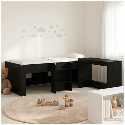 Struttura del Letto con Scrivania 2 pz Rovere Nero - Foto 2