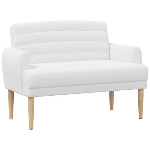 Loveseat con bottoni imbottiti Bianco 116 x 67 x 80 cm Tessuto - Foto 1