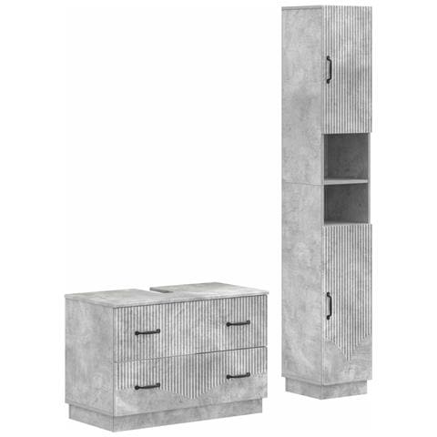 Set di Armadi da Bagno da 2 Pezzi HOORN Grigio Cemento - Foto 1