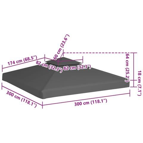 Copertura Superiore per Gazebo a 2 Strati 310 g /m² 3x3m Talpa - Foto 6