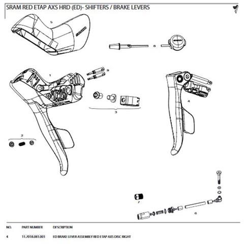 Leve Brake Lever Assembly Right For Red Etap Disc Axsâ Ricambi Dei Componenti One Size - Foto 1
