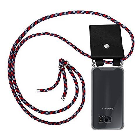Catena Di Telefoni Cellulari Compatibile Con Samsung Galaxy S7 In Rosso Blu Bianco - Coperchio Protettivo In Silicone Con Anelli D'argento, Cinturino In Corda E Custodia Staccabile - Foto 1