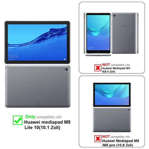 Custodia Per Tablet Compatibile Con Huawei Mediapad M5 Lite 10 (10.1"" Zoll) In Blu Scuro Jersey - Coperchio Protettiva Ultra Sottile Con Funzione Auto Wake Up E Stand - Foto 11