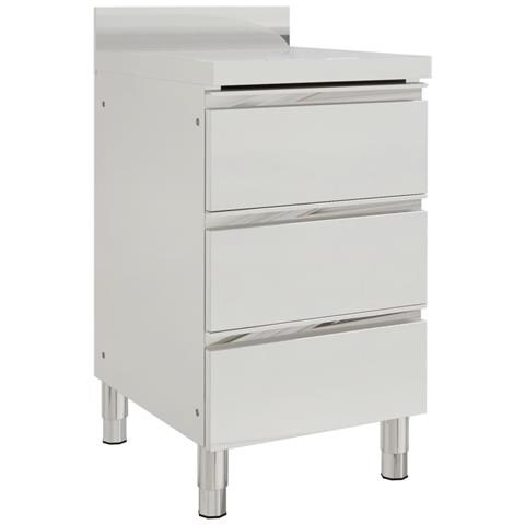 Mobiletto da Cucina Commerciale con 3 Cassetti in Acciaio Inox - Foto 1