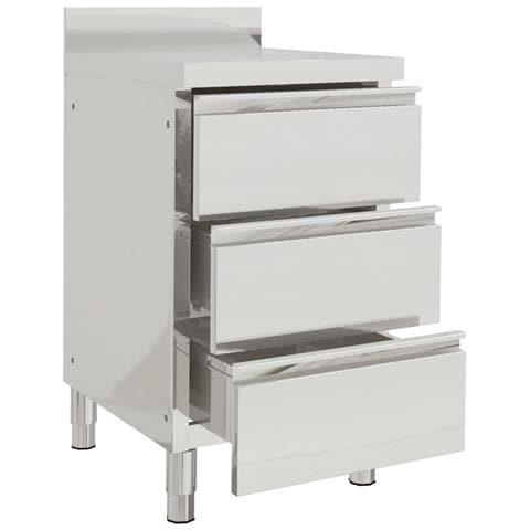 Mobiletto da Cucina Commerciale con 3 Cassetti in Acciaio Inox - Foto 8