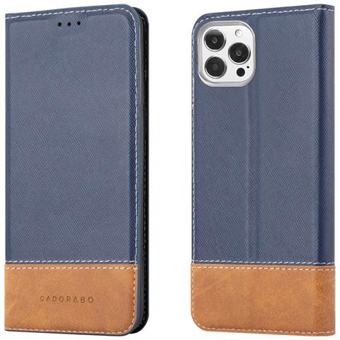 Custodia Compatibile Con Apple Iphone 13 Pro In Blu Scuro Marrone - Coperchio Protettiva Con Chiusura Magnetica, Funzione Stand E Tasca Per Le Carte - Foto 8