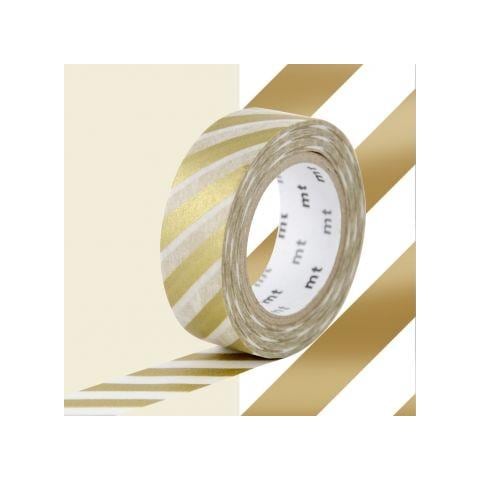 Nastro Adesivo Decorativo Con Strisce - Oro - 1,5 Cm X 7 M - Foto 1