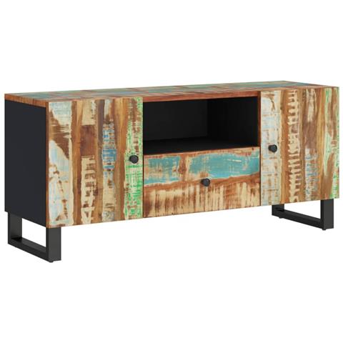 Mobile Tv 105x33,5x46cm Legno Massello Recupero E Multistrato - Foto 1