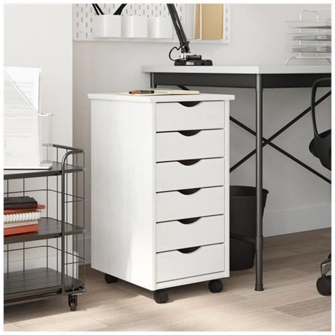 Armadietto Rotante Con Cassetti Moss Bianco Legno Massello Pino - Foto 7