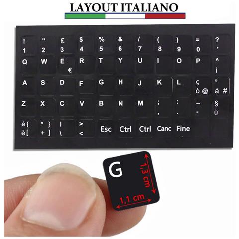 Stickers Adesivi Tastiera Notebook Per Trasformare Layout Italiano Nero Opaco - Foto 1
