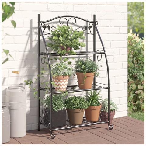 Fioriera Nera 56x30x96cm In Acciaio - Foto 1