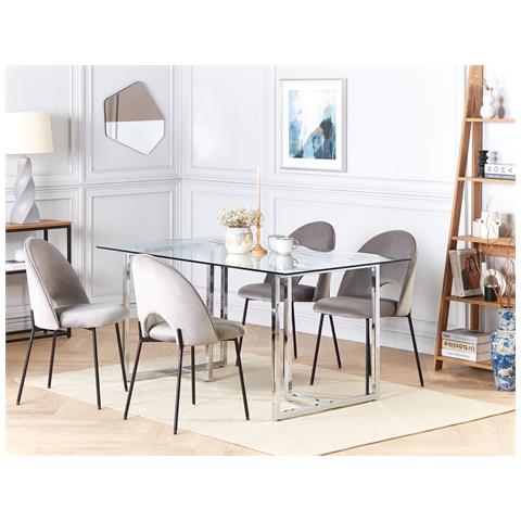 Tavolo Da Pranzo Vetro E Argento 160 X 90 Cm Envia - Foto 1