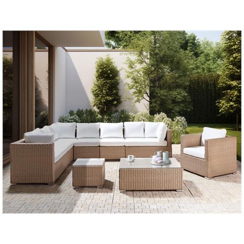 Salotto Da Giardino Rattan Sabbia 8 Posti Xxl - Foto 1