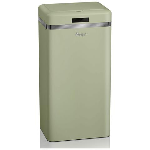Swan Swka4500gneu Retro Pattumiera Con Sensore Di Apertura Automatica, Metallo, 45 Litri, Vintage  Verde - Foto 1