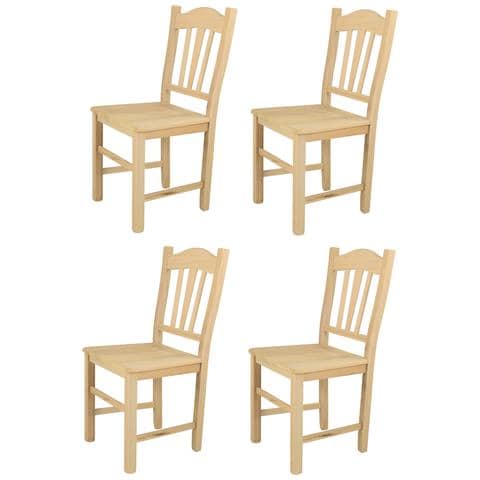 Set 4 Sedie Modello Silvana Per Cucina Bar E Sala Da Pranzo, Robusta Struttura In Legno Di Faggio Levigato, Non Trattato, 100% Naturale E Seduta In Legno - Foto 1