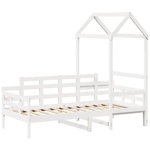 Dormeuse Con Tetto 80x200 Cm Bianco In Legno Massello Di Pino - Foto 1